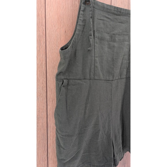 Altar'd State Olive Green Tie-Strap Linen Blend Romper – Size M - Picture 5 of 7